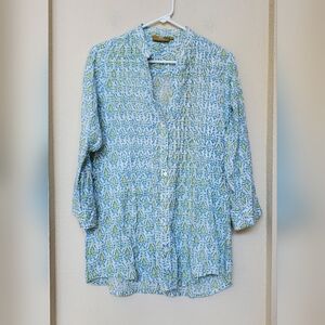 Rockflowerpaper Pintuck Floral Lightweight Tunic.  Size Large